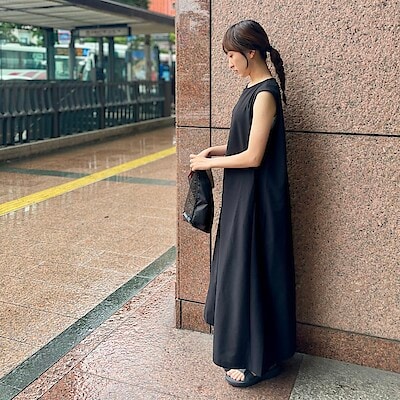 新品　MUJI Labo　現行品　和紙混ニット　ノースリーブ　ワンピース　黒　M 婦人 和紙混ニットノースリーブワンピース | 無印良品